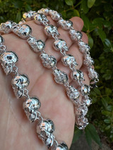 Italiano Silver, Inc. Custom Solid 925 Sterling Silver Skull Death Link Chain Necklace W. Moissanite 