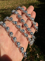 Italiano Silver, Inc. Custom Solid 925 Sterling Silver Skull Death Link Chain Necklace W. Moissanite 