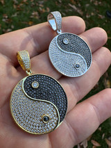 HarlemBling MOISSANITE Real 925 Silver / Gold Iced Ying Yang Chinese Symbol Pendant Necklace 