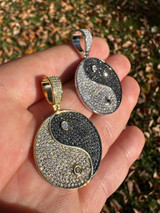 HarlemBling MOISSANITE Real 925 Silver / Gold Iced Ying Yang Chinese Symbol Pendant Necklace 