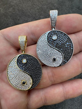 HarlemBling MOISSANITE Real 925 Silver / Gold Iced Ying Yang Chinese Symbol Pendant Necklace 