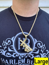 HarlemBling Jesus Carrying Cross Pendant Plain Necklace 14k Gold Vermeil 925 Silver - 3 Size 