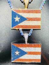 Italiano Silver, Inc. HUGE 2X3" 925 Silver Gold Plated Puerto Rico Flag Pendant BORICUA Rican Chain CZ 