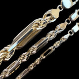 HarlemBling Milano Figarope Chain Necklace Or Bracelet - 14k Gold Vermeil 925 Sterling Silver - 7"-30" - 4mm-10mm 