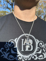 Hip Hop MOISSANITE Baphomet Pendant Iced Devil Goat Satan Pentagram Necklace 925 Silver 