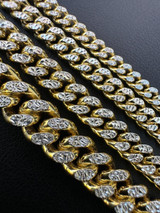 Italiano Silver, Inc. Miami Cuban Chain Bracelet Diamond Cut Two Tone 14k Gold Vermeil Real 925 Silver 