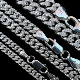 HarlemBling Diamond Cut Miami Cuban Link Chain Necklace Or Bracelet - 925 Sterling Silver - 7"-30" - 3mm-7mm 