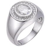 HarlemBling Big 2.4ct Oval Cut MOISSANITE Solitaire Men's Real Solid 925 Silver Ring Pinky 