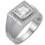 HarlemBling Big 3.6ct Asscher Cut MOISSANITE Solitaire Mens Real Solid 925 Silver Ring Pinky 