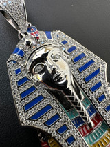 HarlemBling MOISSANITE Real 925 Silver Gold Iced Kig Tut Egyptian Pharoah Necklace W. Enamel 