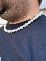 HarlemBling Cultured Pearl Necklace W. Real 925 Silver Clasp For Men Women 4-10mm All Length 