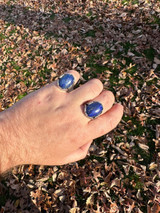 HarlemBling Mens Real Solid 925 Sterling Silver Blue Lapis Lazuli Gemstone Ring Sizes 6-13 