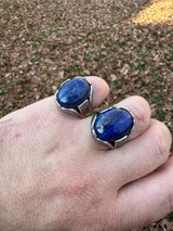 HarlemBling Mens Real Solid 925 Sterling Silver Blue Lapis Lazuli Gemstone Ring Sizes 6-13 