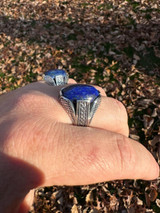 HarlemBling Mens Real Solid 925 Sterling Silver Blue Lapis Lazuli Gemstone Ring Sizes 6-13 