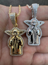 HarlemBling Baby Yoda Star Wars Pendant MOISSANITE Real 925 Silver / 14k Gold Iced Hip Hop 