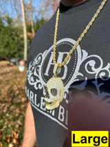 HarlemBling MOISSANITE Skull Iced Fully 3D Hip Hop Pendant Necklace 14k Gold Over 925 Silver 