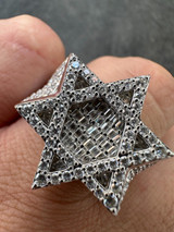 HarlemBling 4.3ct MOISSANITE Iced Real Baguette Star Of David Ring For Men Solid 925 Silver 