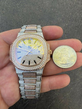 Hip Hop Real MOISSANITE Mens Watch Fully Iced Rose Stainless Hip Hop Passes Diamond Test 