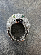 HarlemBling MOISSANITE & Emerald Geometric Panther Iced Hip Hop Ring Real Solid 925 Silver 