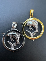  MOISSANITE 925 Silver / Gold Iced Swordfish Fishing Pendant Marlin Fish Necklace 