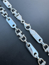 HarlemBling Real 925 Sterling Silver Custom Ferragamo Link Chain Necklace 7.5mm 18-30" ITALY 