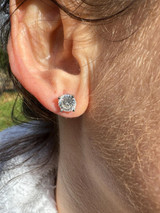 HarlemBling Real Portuguese Cut Moissanite Stud Earrings 14k Gold Vermeil 925 Silver 1-4ct 