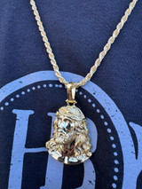 HarlemBling HEAVY Real Solid 925 Silver 14k Gold Vermeil Plain Jesus Piece Pendant Necklace 