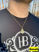HarlemBling HEAVY Real Solid 925 Silver 14k Gold Vermeil Plain Jesus Piece Pendant Necklace 