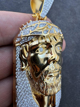 HarlemBling Iced Out Moissanite Jesus Piece Opens Up As Locket - Father Son & Holy Spirit Solid 925 Silver - 131 Grams! 