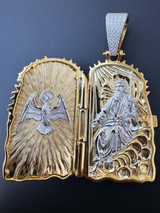 HarlemBling Iced Out Moissanite Jesus Piece Opens Up As Locket - Father Son & Holy Spirit Solid 925 Silver - 131 Grams! 