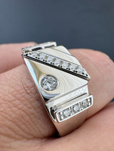HarlemBling Mens Solid 925 Sterling Silver Iced Out Moissanite Ring - Sizes 6-13 - Passes Tester 