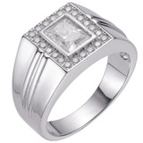 HarlemBling Big 2.6ct Baguette MOISSANITE Solitaire Mens Real Solid 925 Silver Ring Pinky 
