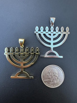 Hip Hop Real Moissanite Pendant Iced Jewish Menorah Hebrew Israelite Necklace 925 Silver 