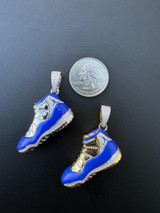 HarlemBling Air Jordan 45 Blue Nike Sneaker Pendant MOISSANITE Real 925 Silver Iced Hip Hop 