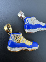 HarlemBling Air Jordan 45 Blue Nike Sneaker Pendant MOISSANITE Real 925 Silver Iced Hip Hop 