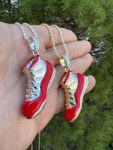 HarlemBling Air Jordan 45 Red Nike Sneaker Pendant MOISSANITE Real 925 Silver Iced Hip Hop 