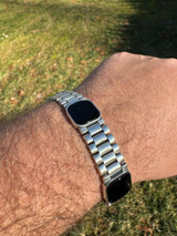 HarlemBling Real Mens Miami Presidential Rolex Bracelet W. Black Onyx Gemstone 925 Sterling Silver 