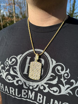HarlemBling MOISSANITE Real 925 Silver / Gold Louis Vuitton Iced Out Dog Tag LV Pendant Hip Hop Necklace 