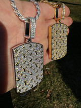 HarlemBling MOISSANITE Real 925 Silver / Gold Louis Vuitton Iced Out Dog Tag LV Pendant Hip Hop Necklace 