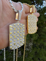 HarlemBling MOISSANITE Real 925 Silver / Gold Louis Vuitton Iced Out Dog Tag LV Pendant Hip Hop Necklace 