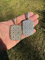 HarlemBling MOISSANITE Real 925 Silver / Gold Louis Vuitton Iced Out Dog Tag LV Pendant Hip Hop Necklace 