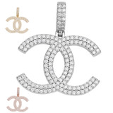 HarlemBling Iced MOISSANITE Real 925 Silver Or Yellow / Rose Gold Double C Pendant Ladies Necklace 