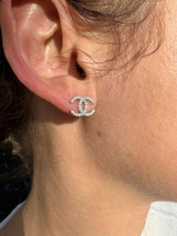 HarlemBling Double C Ladies Iced Moissanite Earrings 925 Silver 14k Yellow/Rose Gold Chanel 