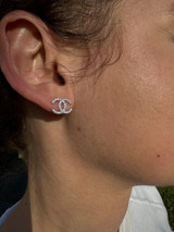 HarlemBling Double C Ladies Iced Moissanite Earrings 925 Silver 14k Yellow/Rose Gold Chanel 