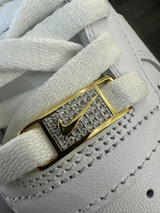  Iced 14k Gold Over 925 Silver Moissanite Swoosh Lace Locks Sneakers AF1 Jordan 