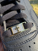  Iced Solid 14k Gold 925 Silver Moissanite Cross Lace Locks Sneakers AF1 Jordan 