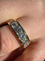 HarlemBling Moissanite Half Eternity Band Channel Set Wedding Ring 14k Gold Over 925 Silver 
