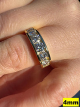 HarlemBling Moissanite Half Eternity Band Channel Set Wedding Ring 14k Gold Over 925 Silver 