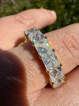 HarlemBling Real Princess Cut Moissanite Eternity Band Wedding Ring 14k Gold Over 925 Silver 