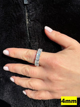 HarlemBling Real Princess Cut Moissanite Eternity Band Wedding Ring 925 Silver 2-5mm Square 